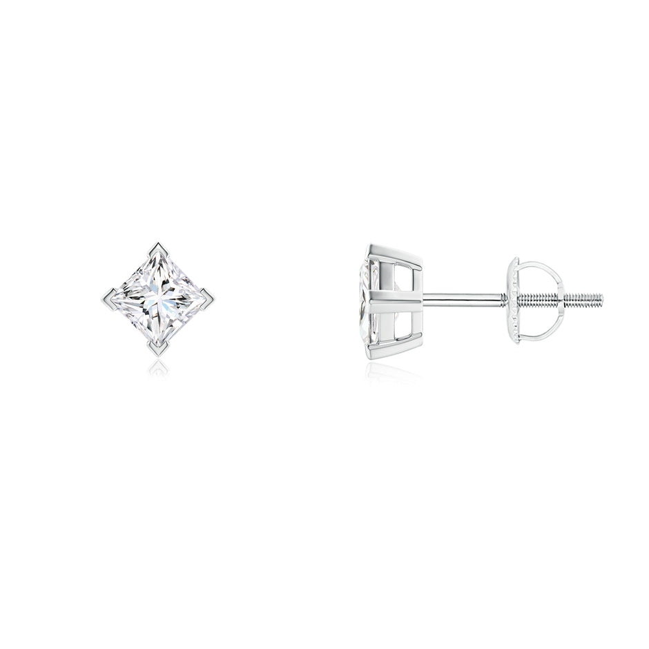 V-Prong Set Princess-Cut Lab-Grown Diamond Stud Earrings