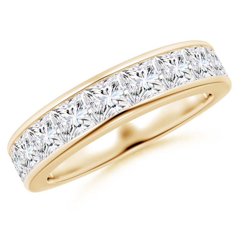 Lab-Grown Channel-Set Princess-Cut Diamond Half Eternity Wedding Ring