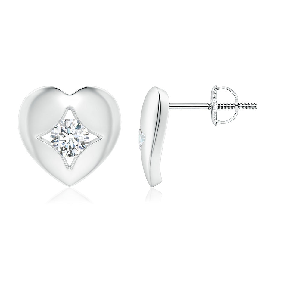 Lab-Grown Channel-Set Diamond Solitaire Heart-Shaped Stud Earrings
