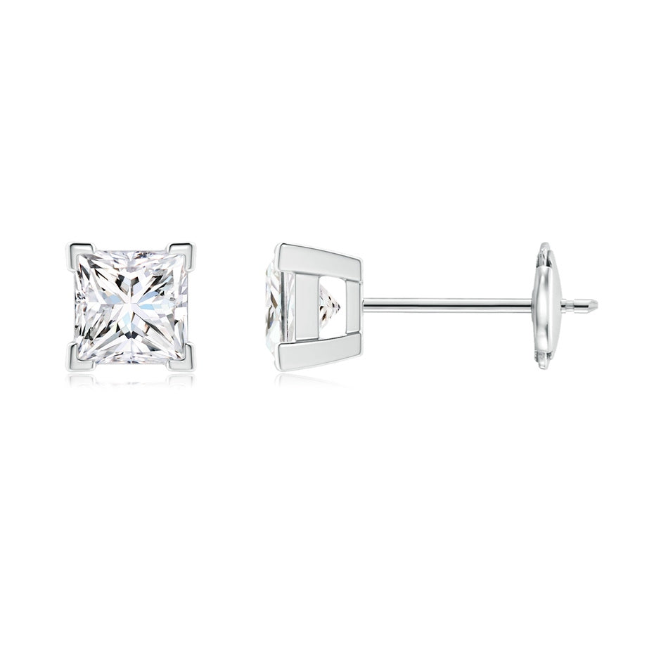 V-Prong Set Princess-Cut Diamond Solitaire Stud Earrings