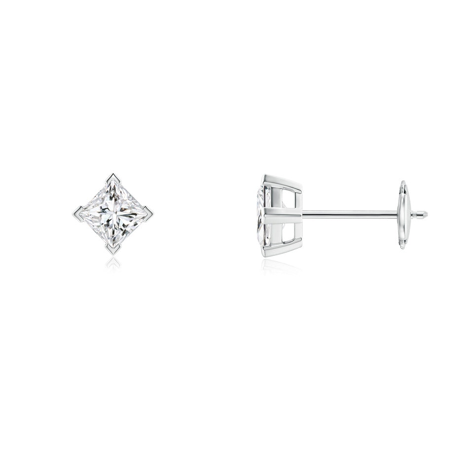 V-Prong Set Princess-Cut Diamond Stud Earrings