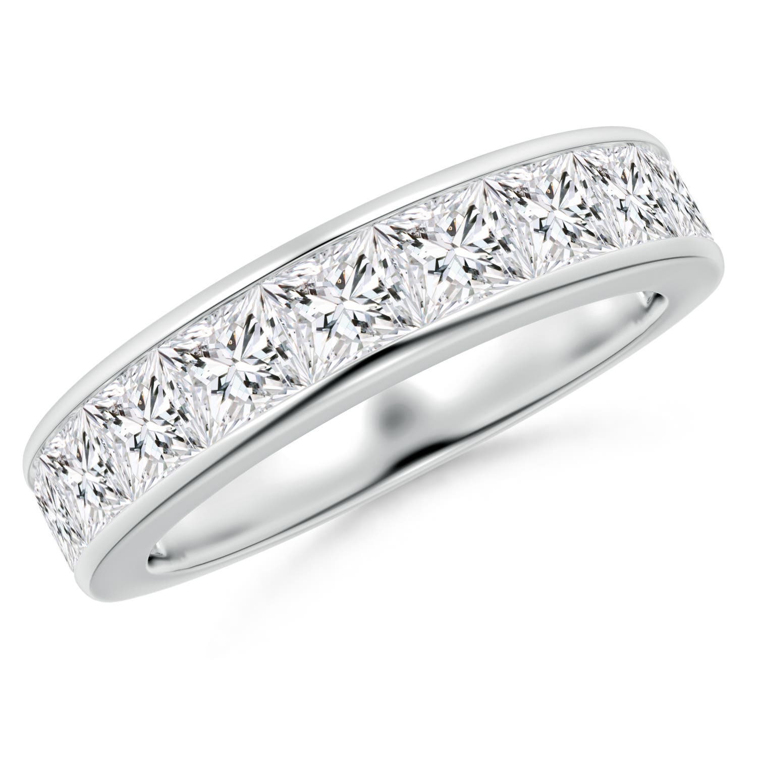 1.1 CTW Channel-Set Princess-Cut Diamond Half Eternity Wedding Ring in 14K Yellow Gold