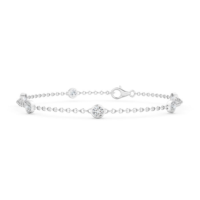 Bezel-Set Diamond Station Bracelet with Chain