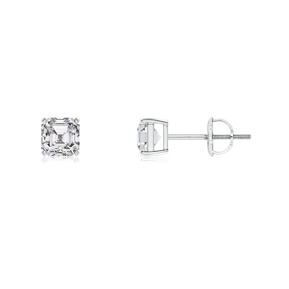 Asscher-Cut Diamond Solitaire Stud Earrings