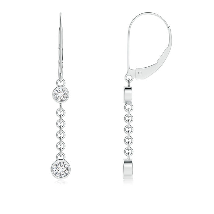 Bezel-Set Two Stone Diamond Leverback Drop Earrings