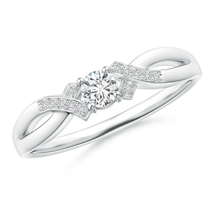 Solitaire Diamond Criss-Cross Engagement Ring