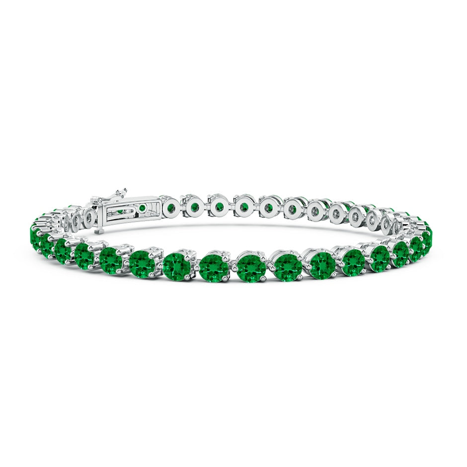 Prong-Set Round Lab-Grown Emerald Link Tennis Bracelet