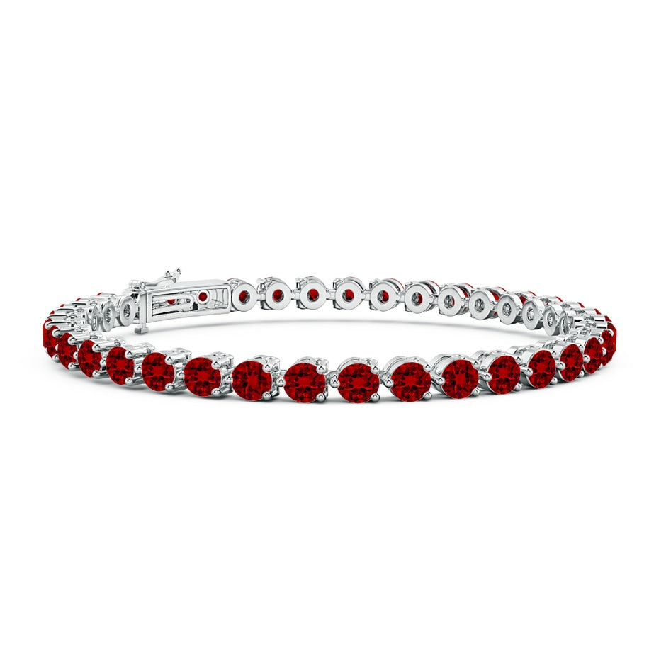 Prong-Set Round Lab-Grown Ruby Link Tennis Bracelet