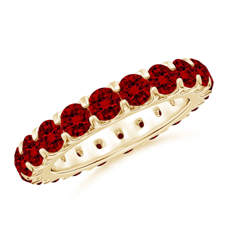 Lab-Grown Shared Prong Set Eternity Ruby Wedding Ring