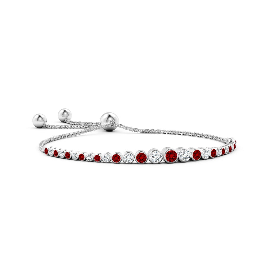 Lab-Grown Graduated Bezel-Set Ruby and Lab Diamond Bolo Bracelet
