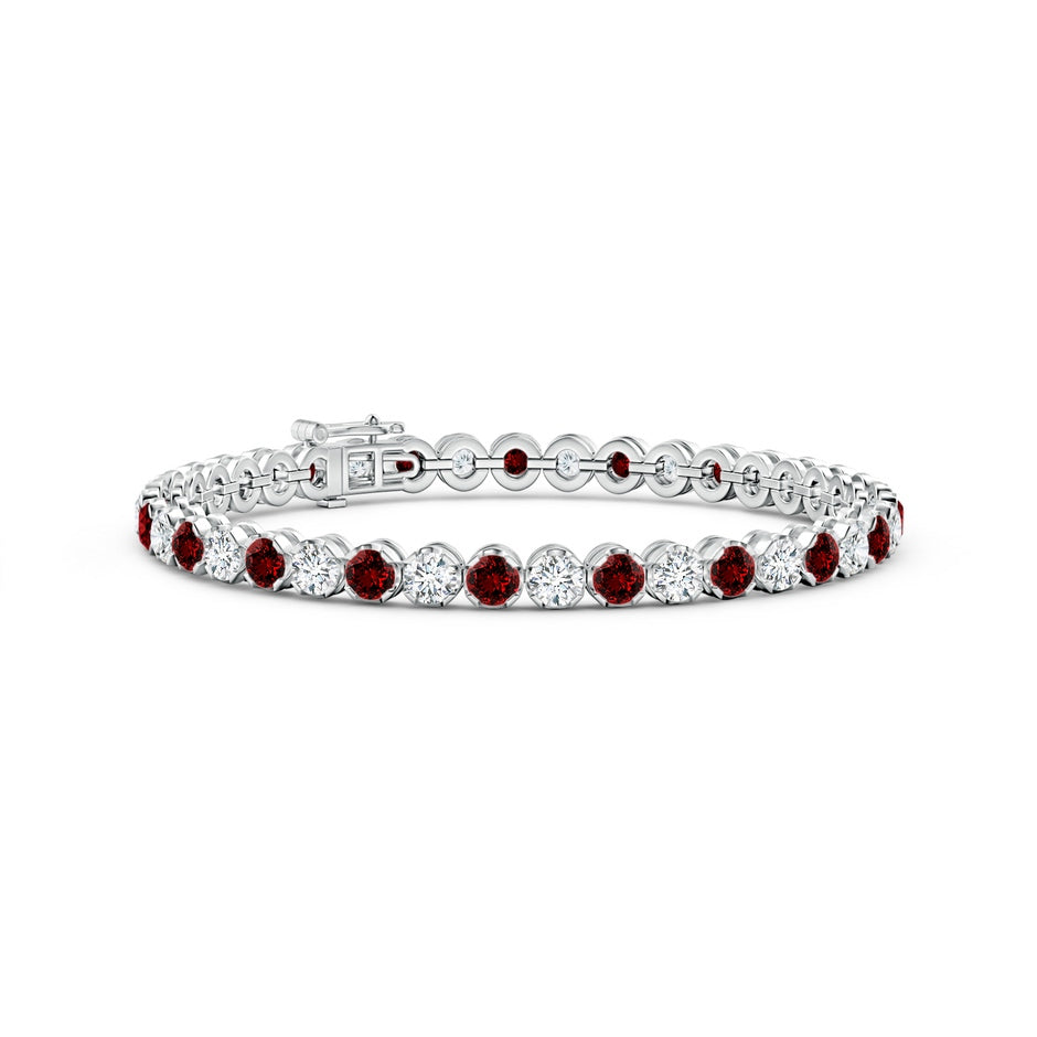 Lab-Grown Classic Round Ruby and Lab Diamond Tennis Bracelet