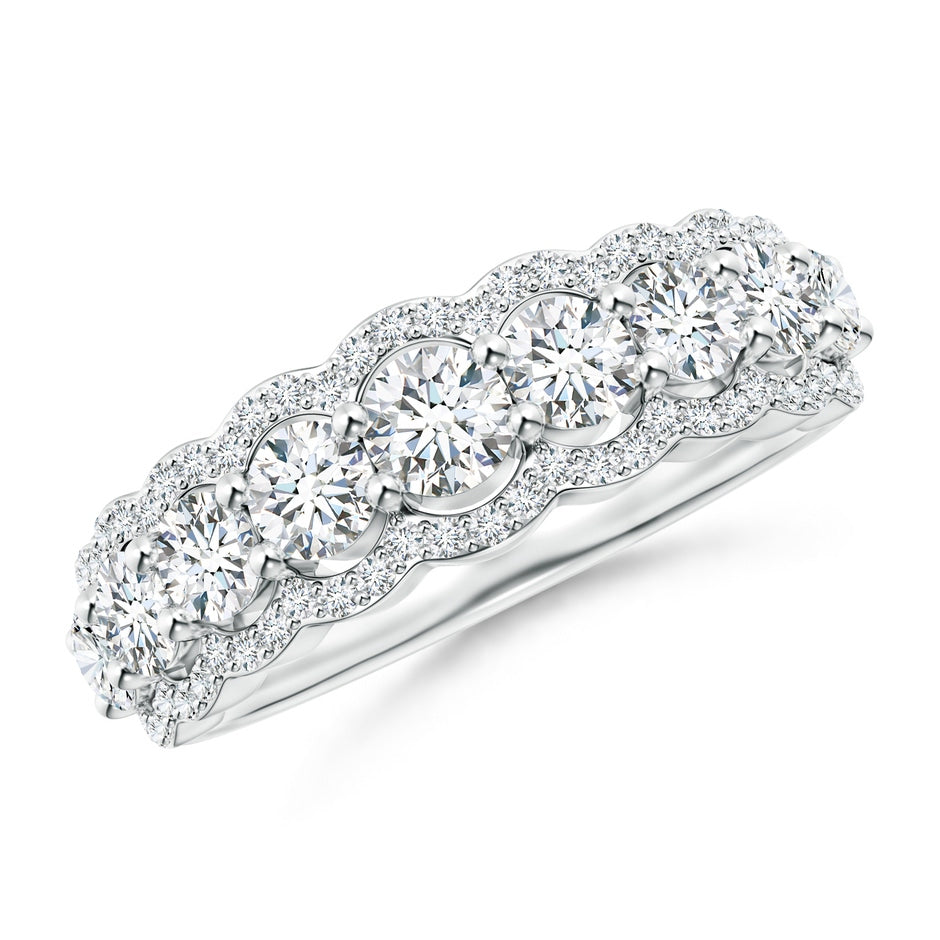 Scalloped-Edge Diamond Nine Stone Anniversary Ring