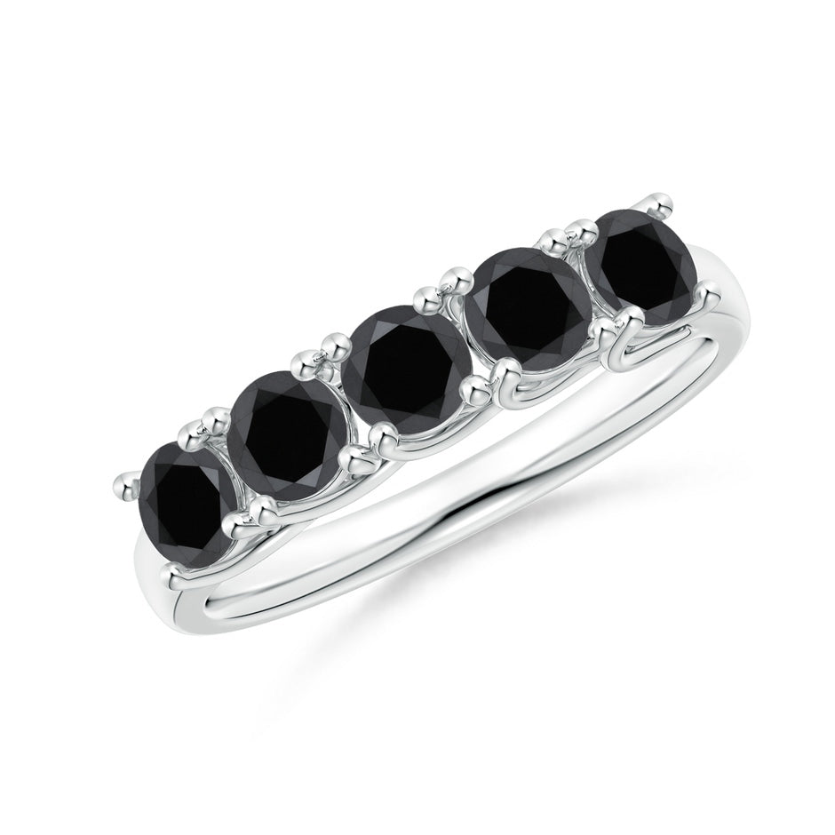 Half Eternity Five Stone Enhanced Black Diamond Wedding Ring