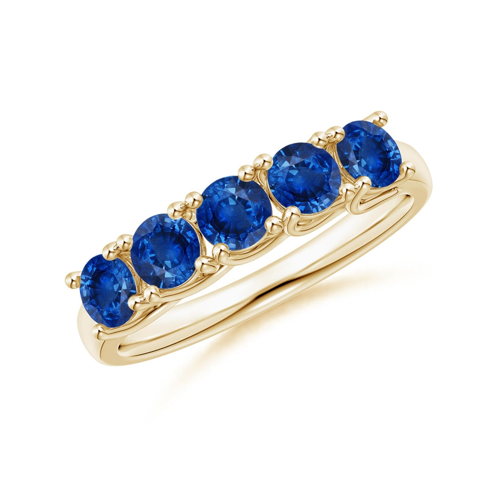 Half Eternity Five Stone Blue Sapphire Wedding Band