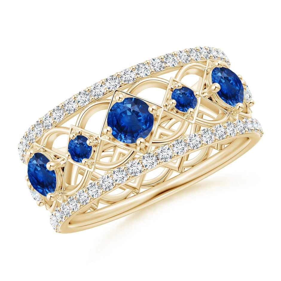 Art Deco Inspired Graduated Sapphire and Diamond Ring
