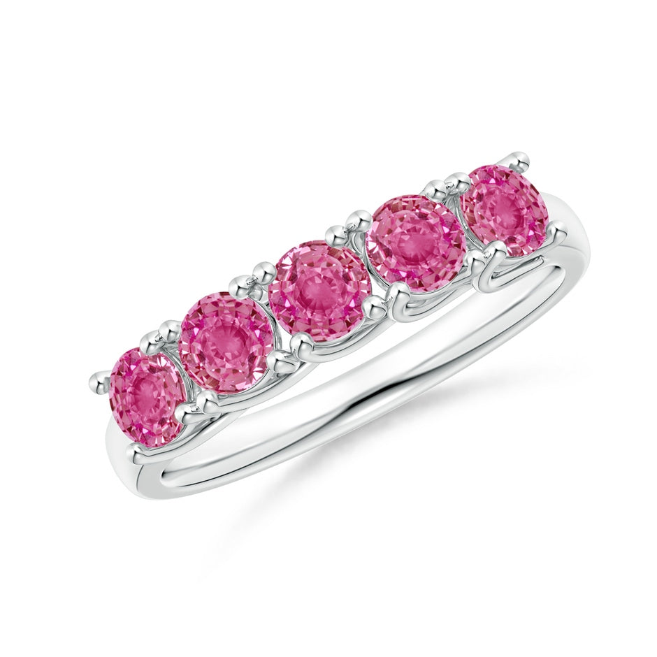 Half Eternity Five Stone Pink Sapphire Wedding Ring