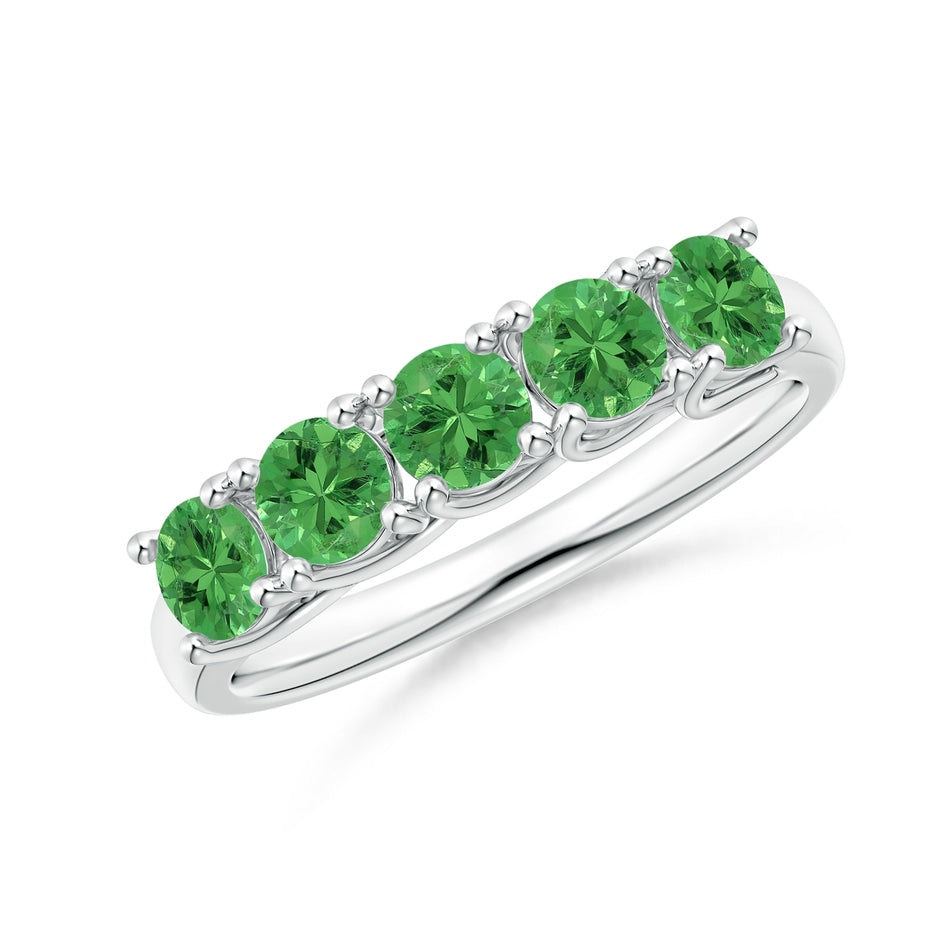 Half Eternity Five Stone Tsavorite Wedding Ring