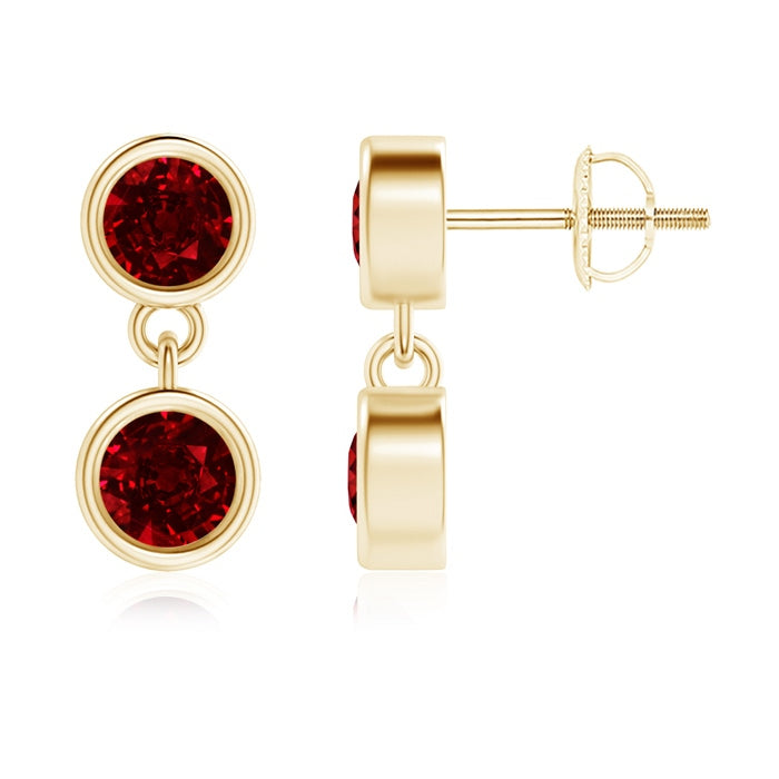 Dangling Two Stone Ruby Earrings
