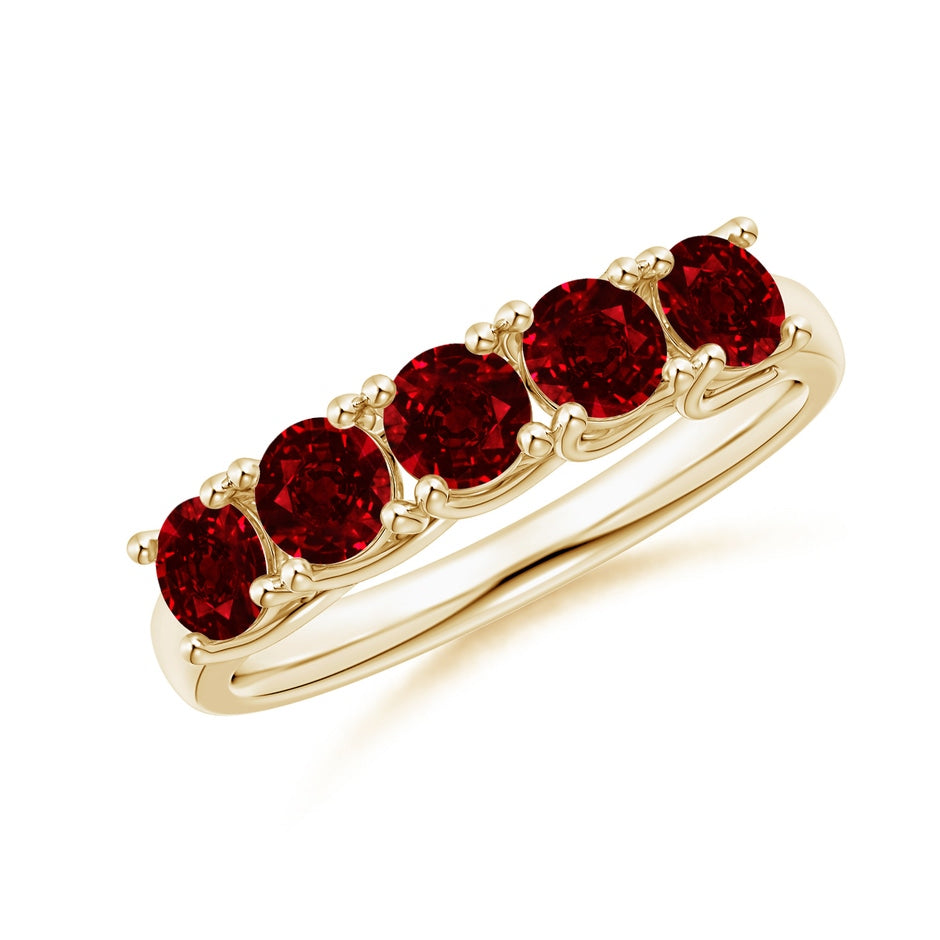 Half Eternity Five Stone Ruby Wedding Band