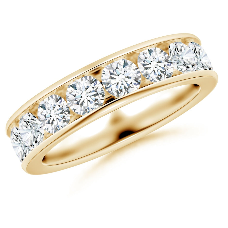 Lab-Grown Channel-Set Round Diamond Half Eternity Wedding Ring