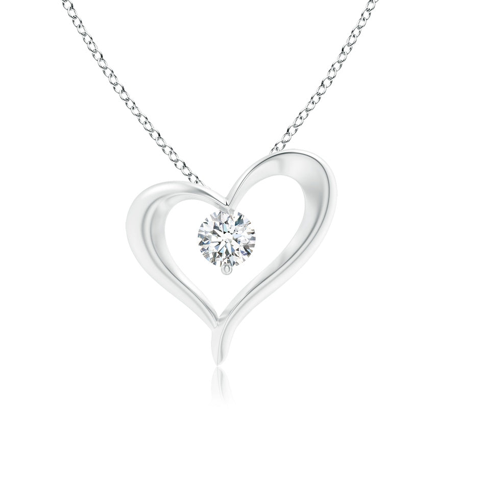 Solitaire Diamond Ribbon Heart Pendant