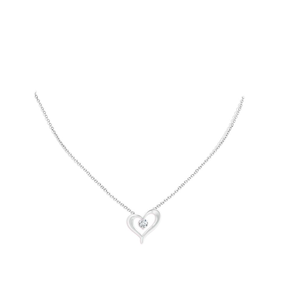 Solitaire Diamond Ribbon Heart Pendant