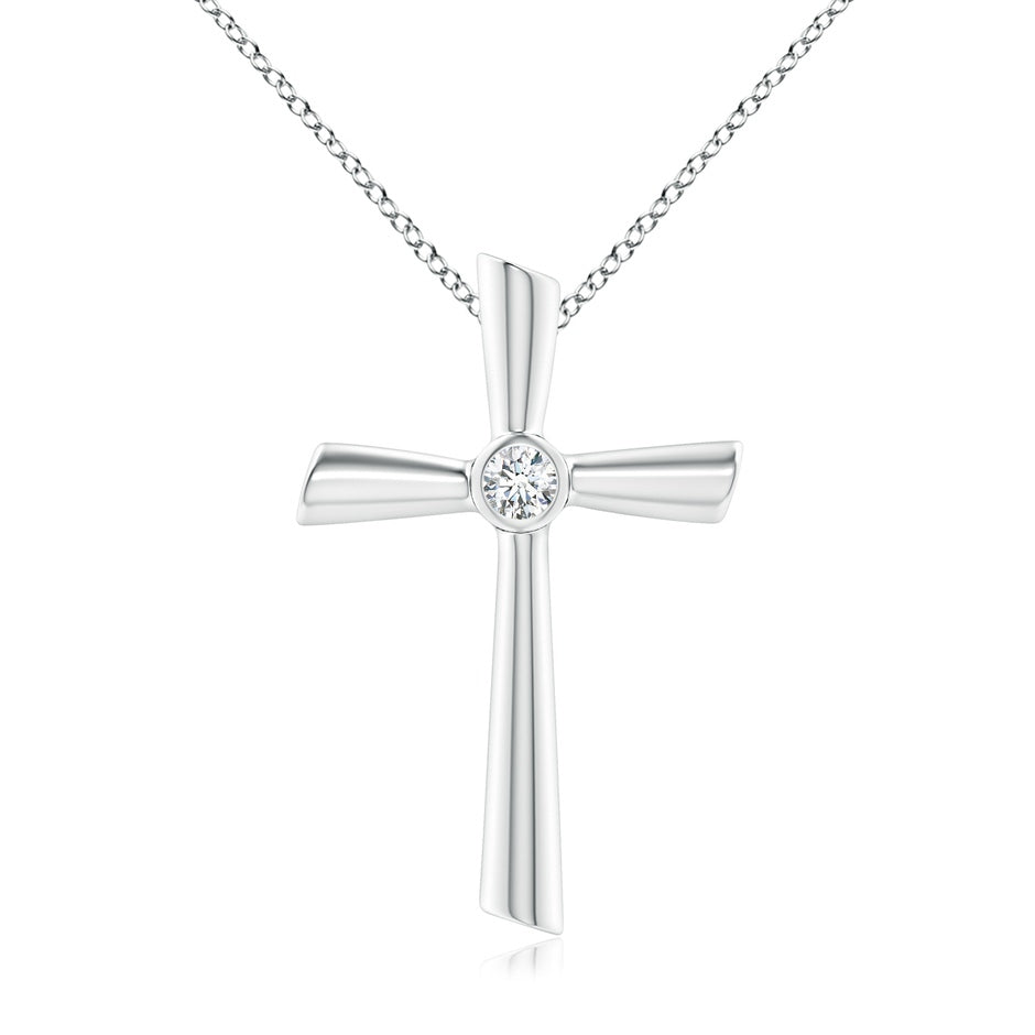 Bezel-Set Solitaire Round Diamond Cross Pendant