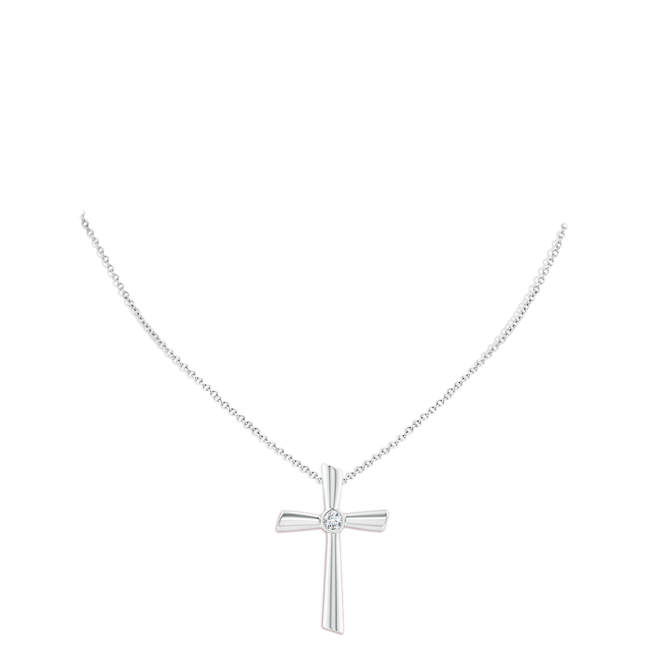 Bezel-Set Solitaire Round Diamond Cross Pendant