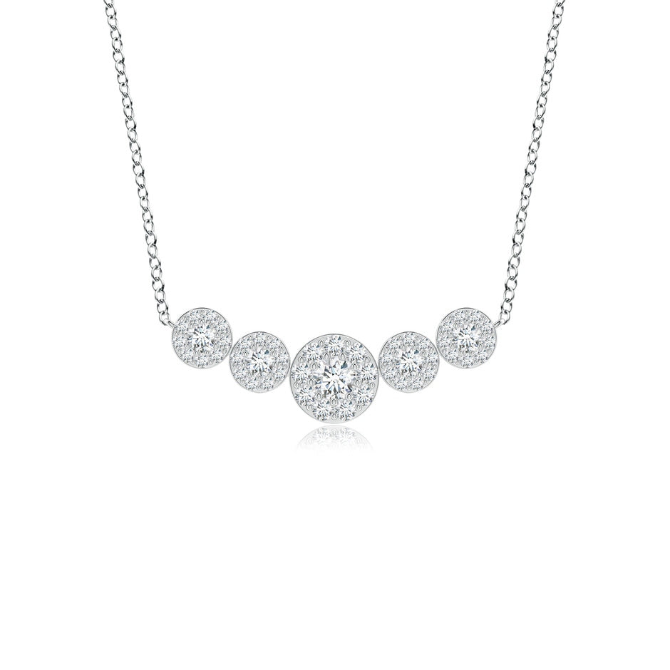 Lab-Grown Graduated Five Stone Diamond Halo Necklace