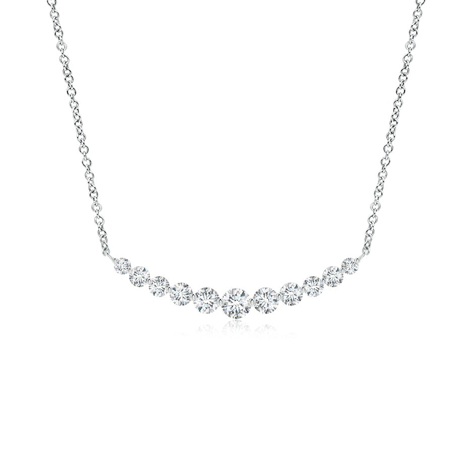 Contemporary Round Diamond Journey Pendant Necklace