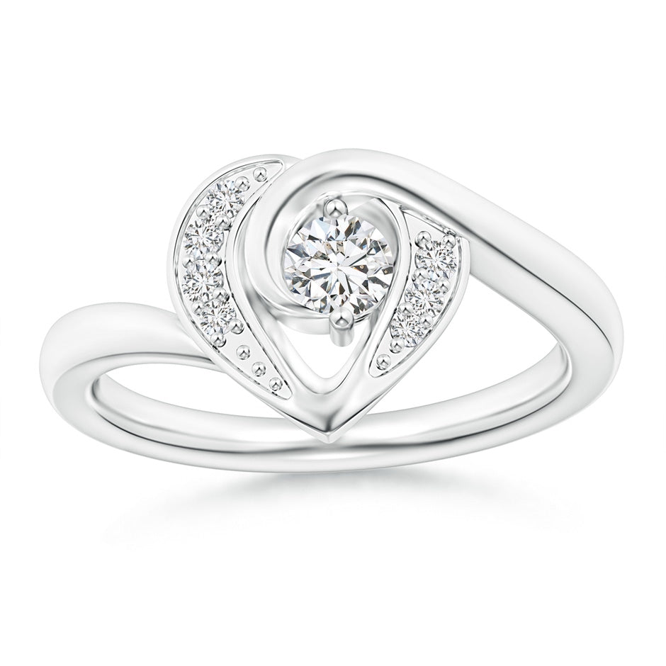 Solitaire Diamond Swirl Heart Ring