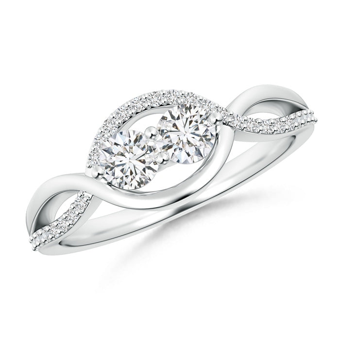 Two Stone Diamond Infinity Twist Engagement Ring