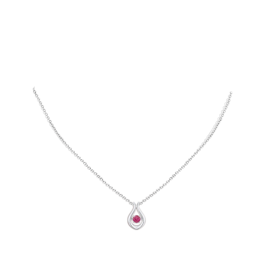 Dancing Pink Sapphire Solitaire Drop Pendant