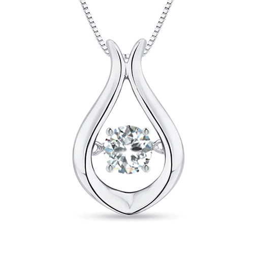 Rocking Diamond Solitaire Drop Pendant