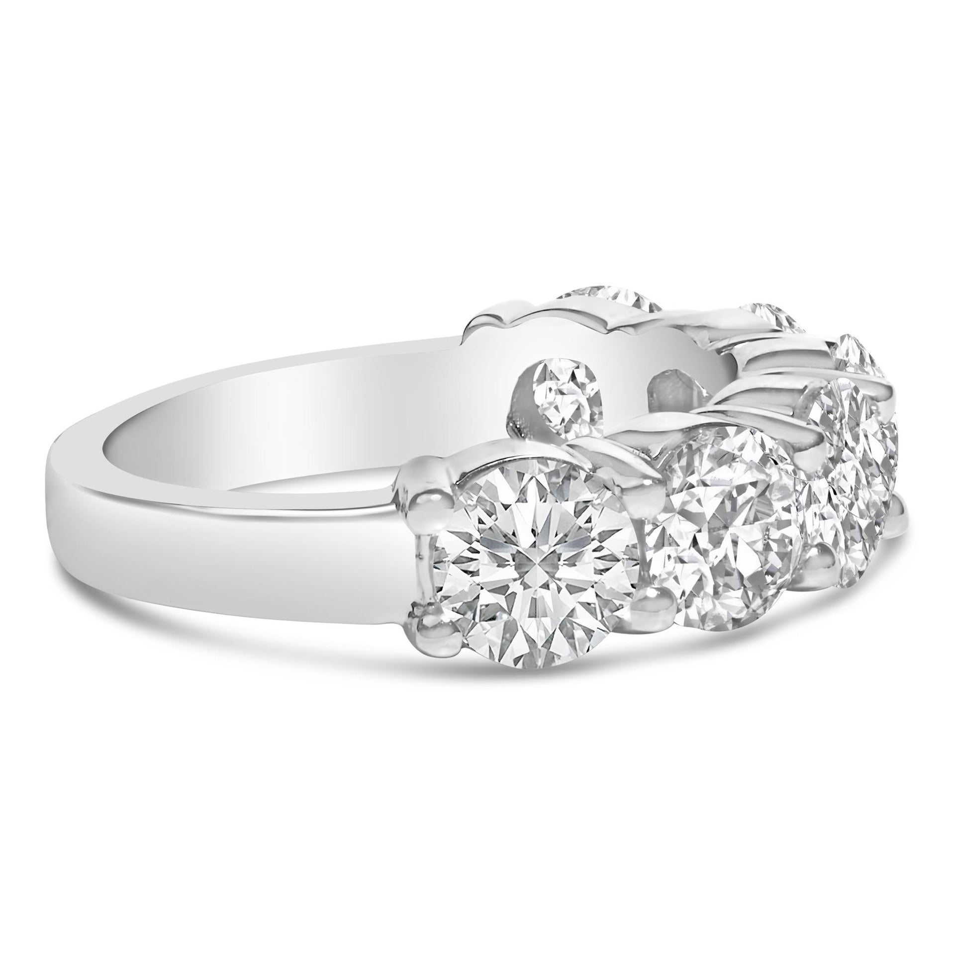 14K White Gold 3.0 Cttw Lab-Grown Diamond Shared Prong Set 6 Stone Band Ring