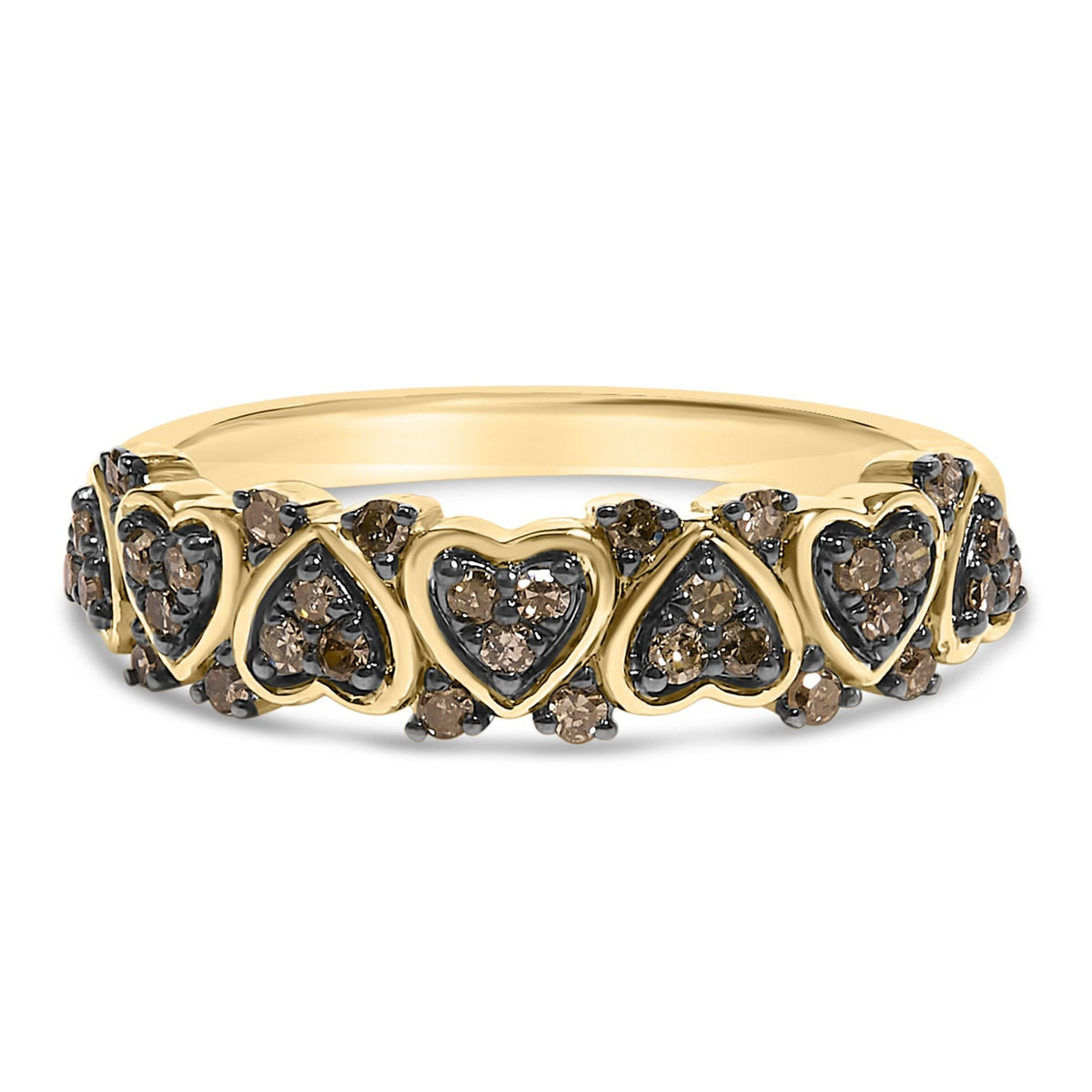 10K Yellow Gold Plated .925 Sterling Silver 1/3 cttw Natural Diamond Band Ring