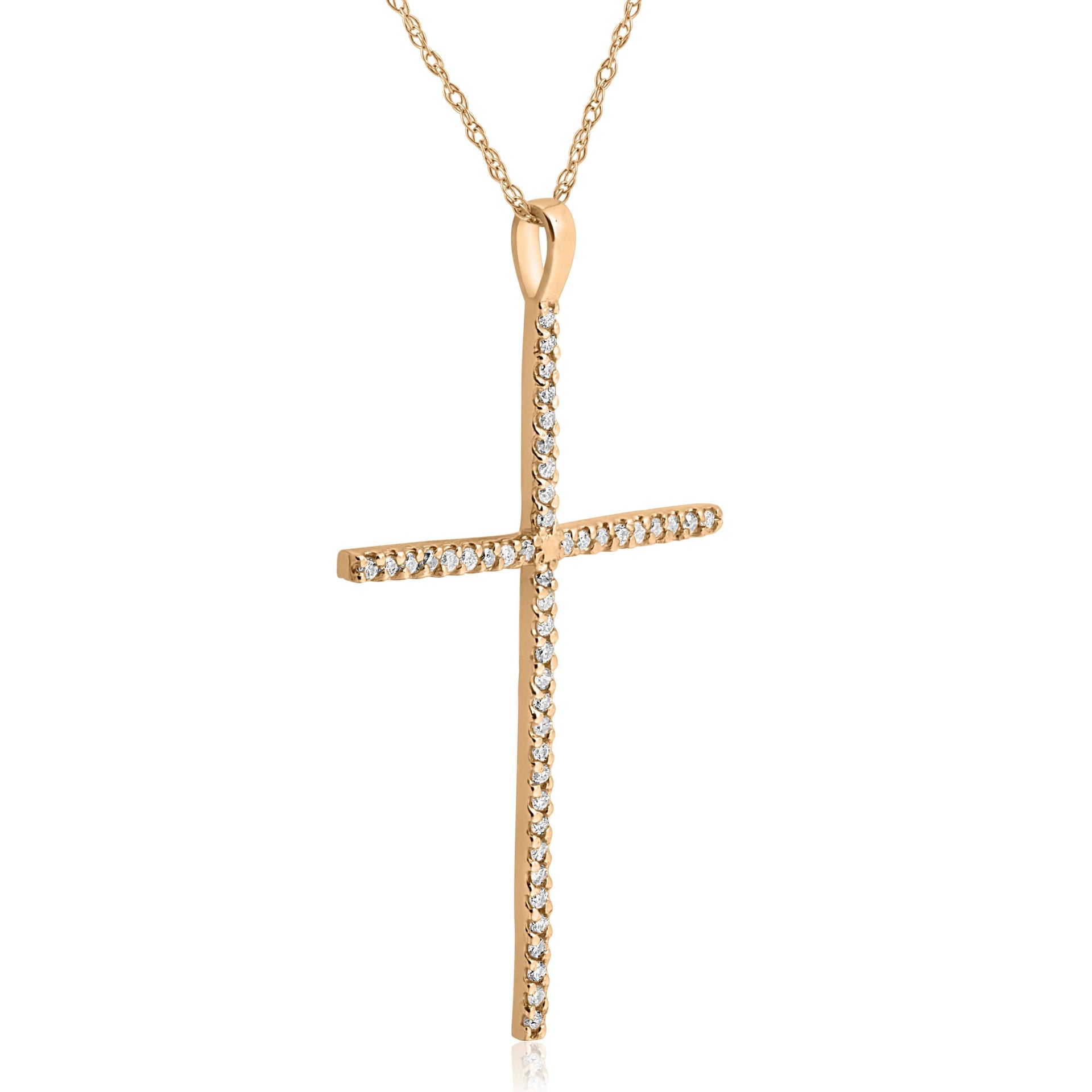 3/4ct Pave Diamond Cross 14K Yellow Gold 2' Tall