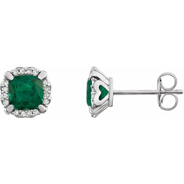 1.10Ct Emerald-Cut Lab-grown and Natural Diamond Earrings in 14K White Gold