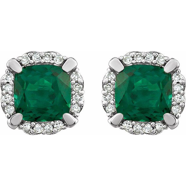 1.10Ct Emerald-Cut Lab-grown and Natural Diamond Earrings in 14K White Gold