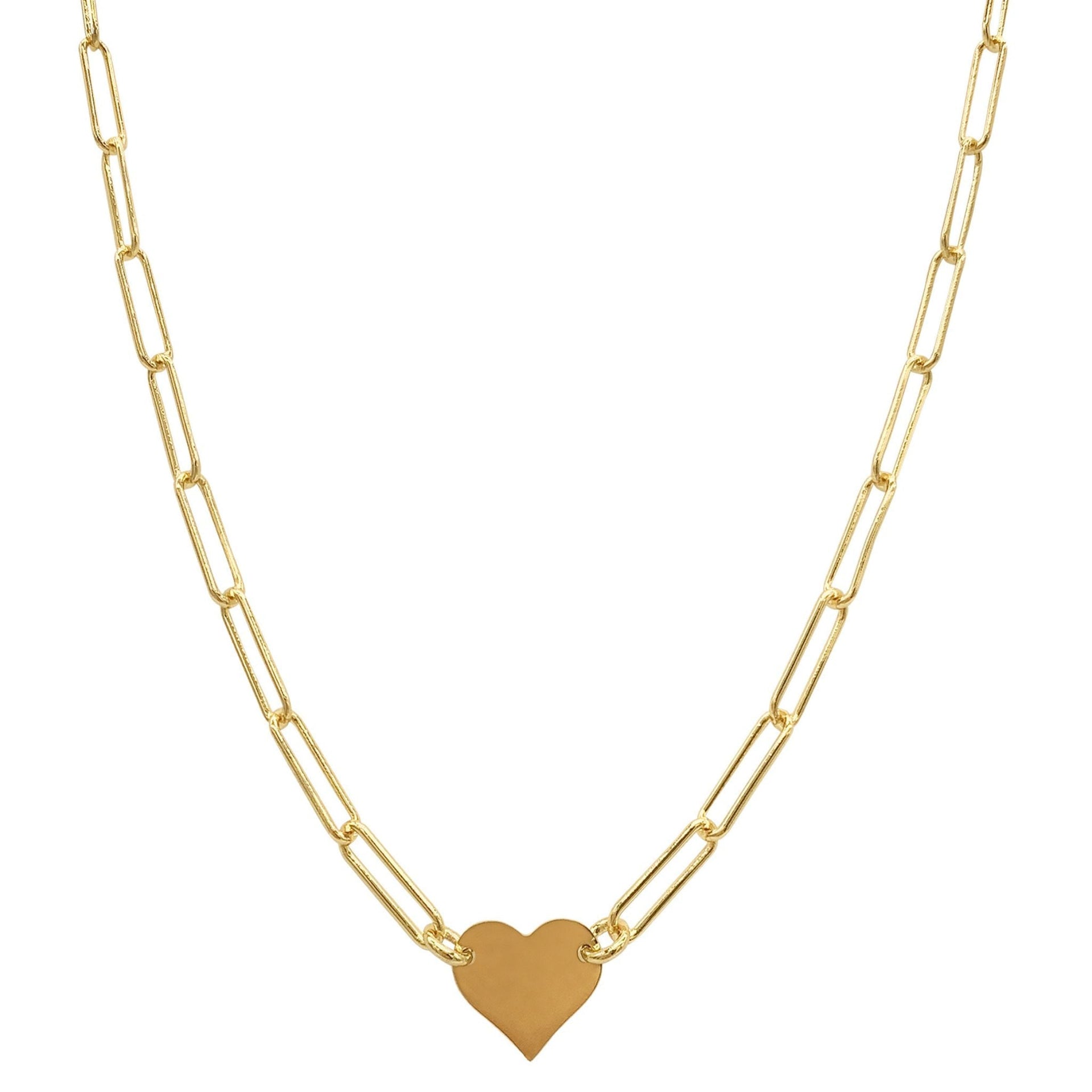 Adornia Heart Necklace with Paperclip Chain