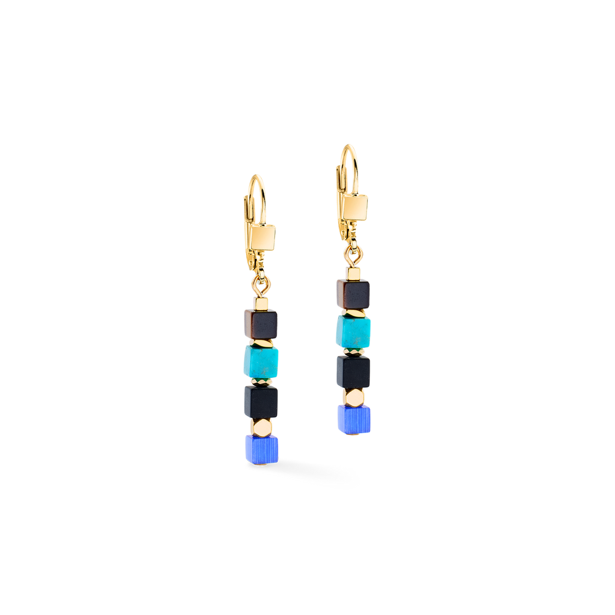 Earrings Cube Mosaic Lagoon gold