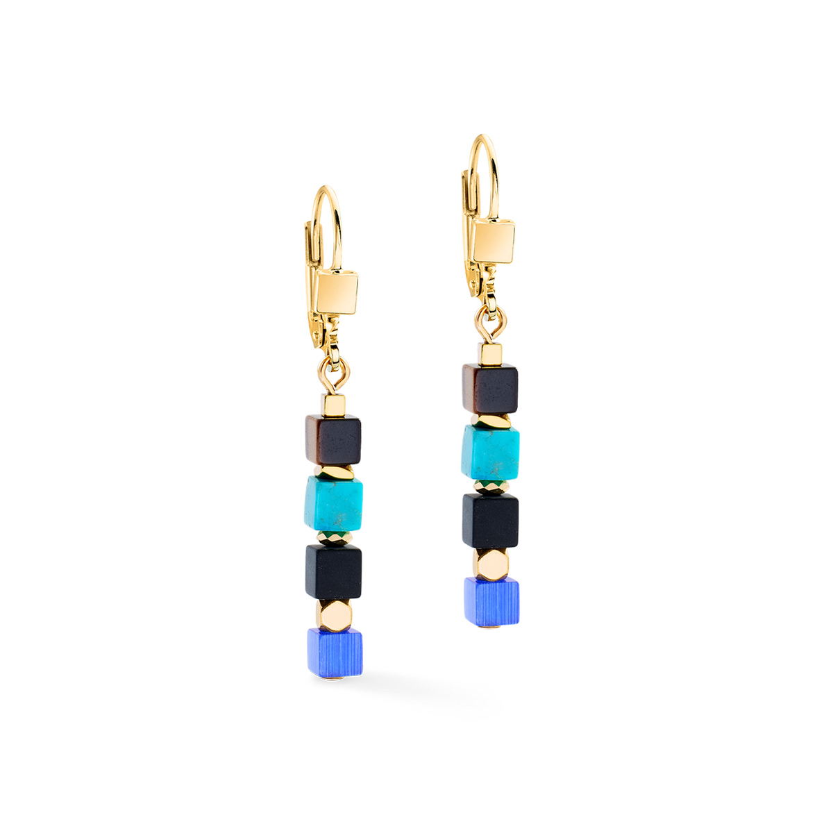 Earrings Cube Mosaic Lagoon gold