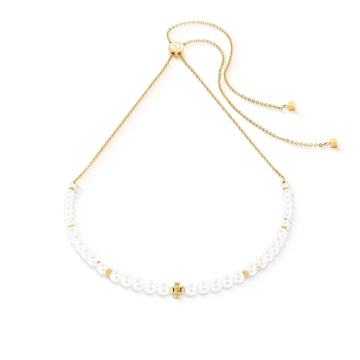Necklace Slider Pearl Spike Gold