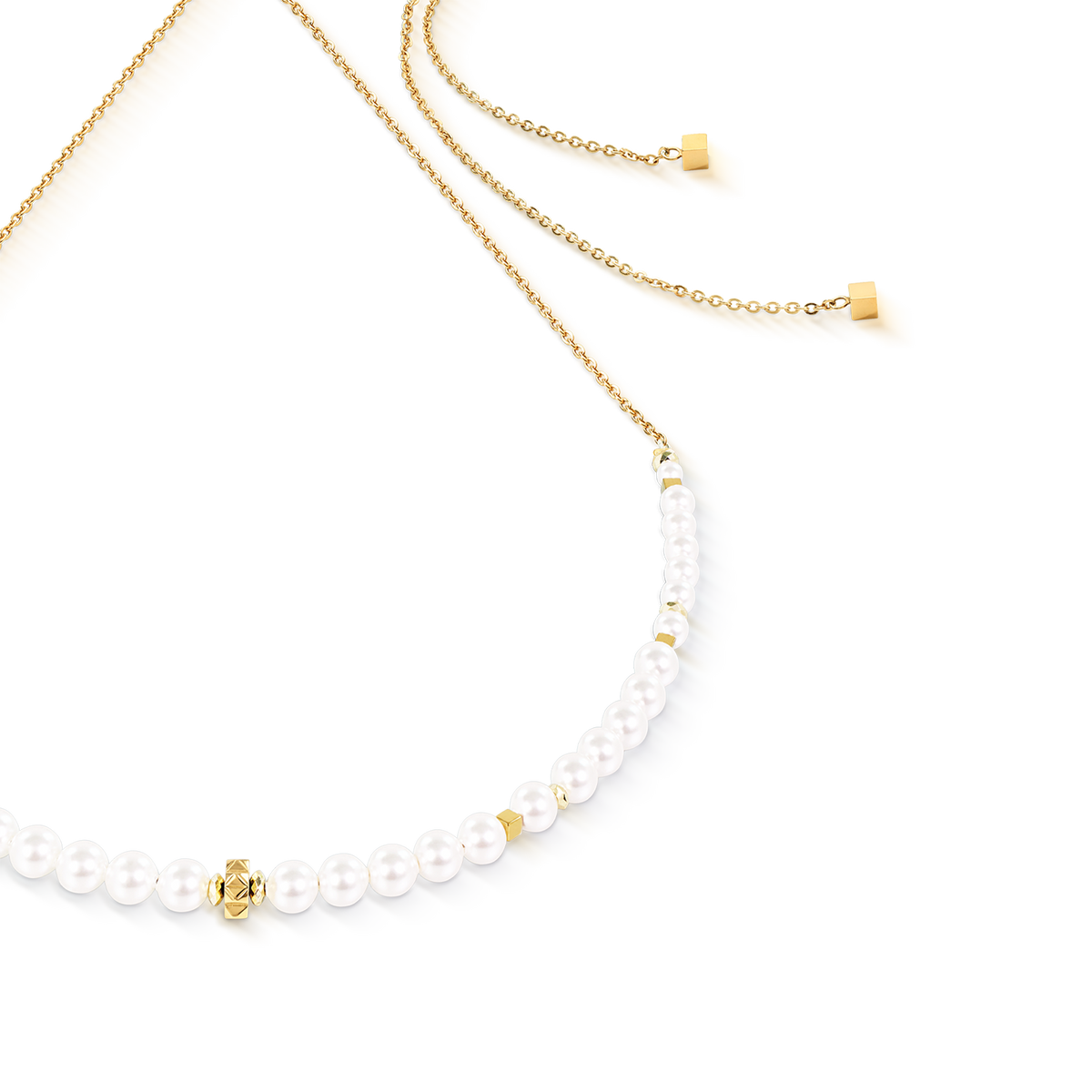 Necklace Slider Pearl Spike Gold