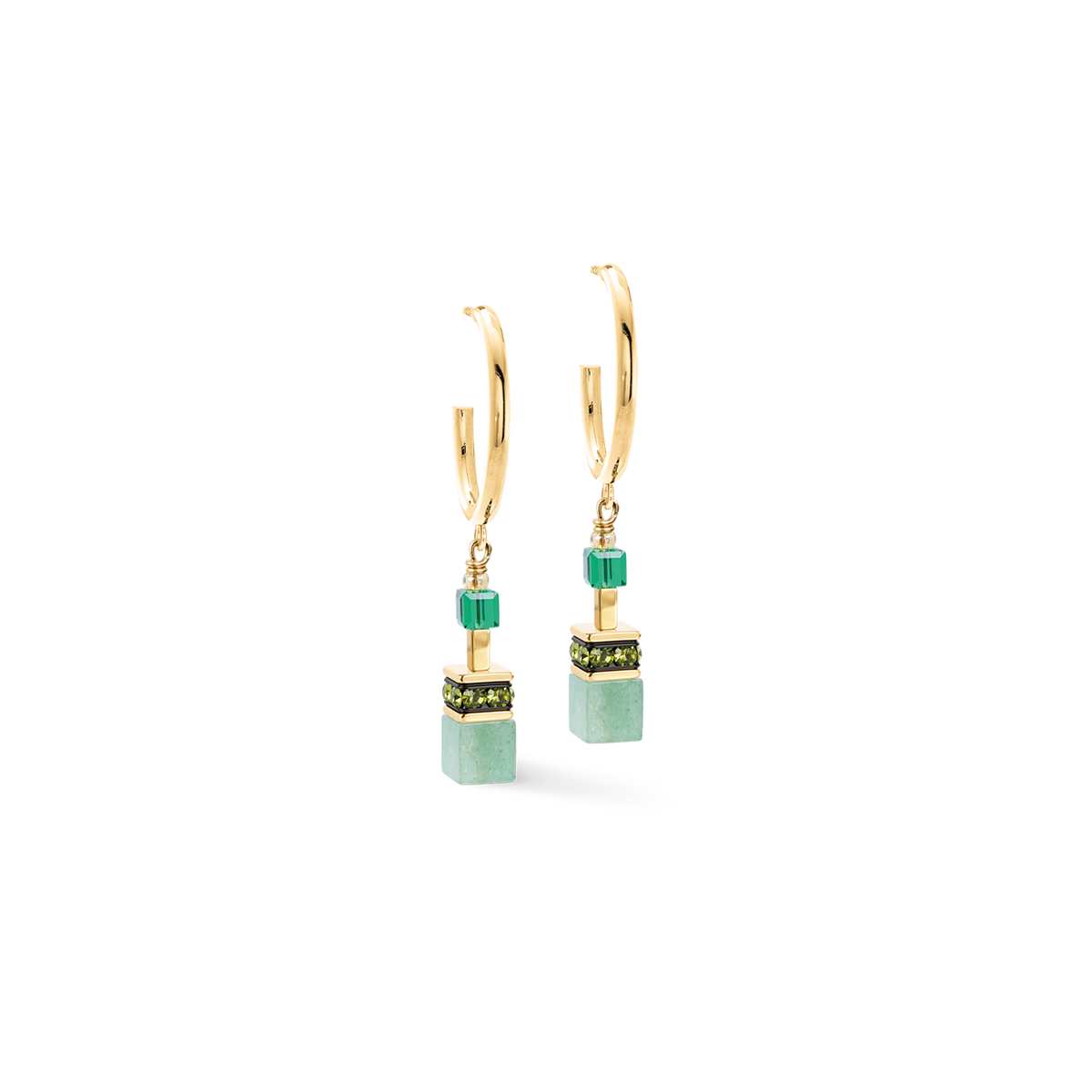 GeoCUBE® Precious Statement Hoop Earrings Emerald Garden