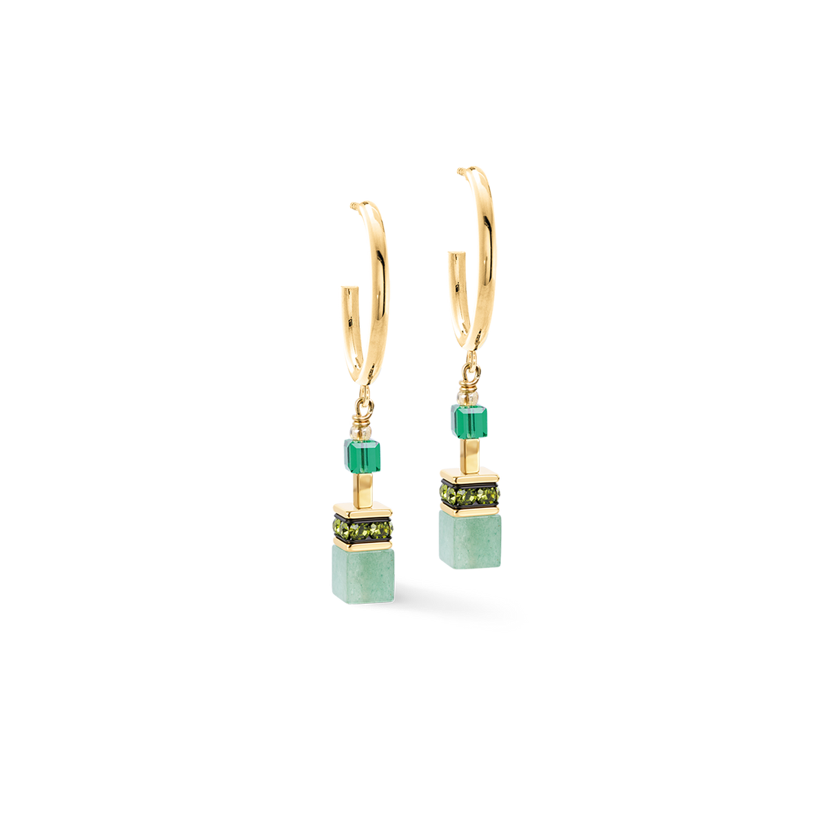 GeoCUBE® Precious Statement Hoop Earrings Emerald Garden