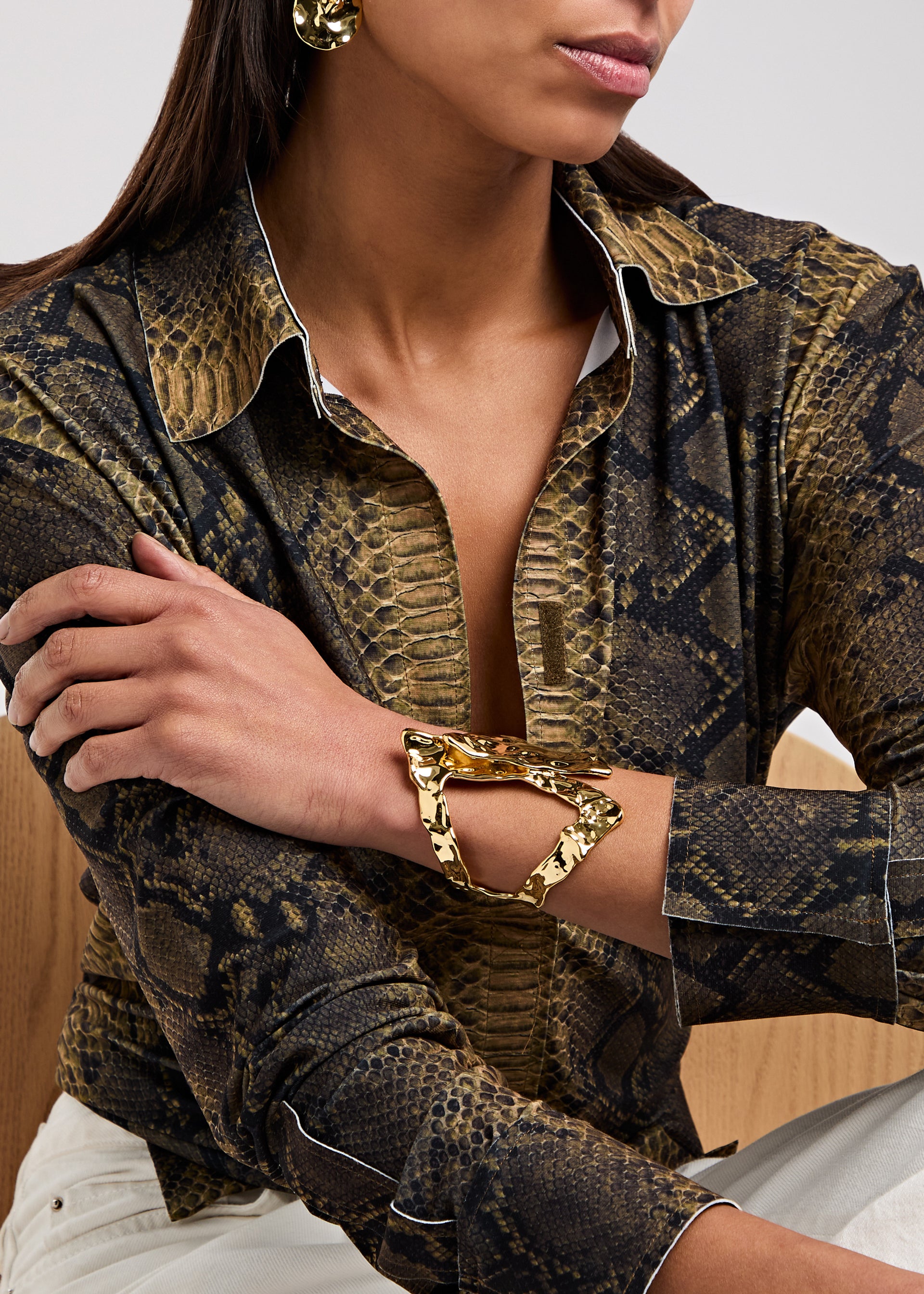 Brut asymmetric 14kt gold-plated cuff