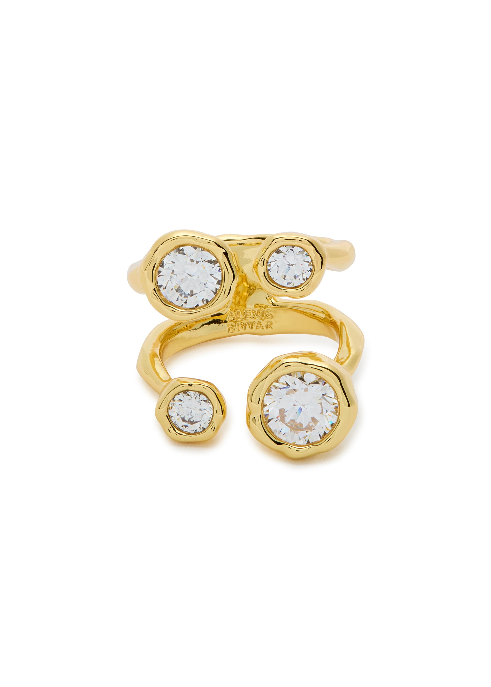 Asterales crystal-embellished 14kt gold-plated ring