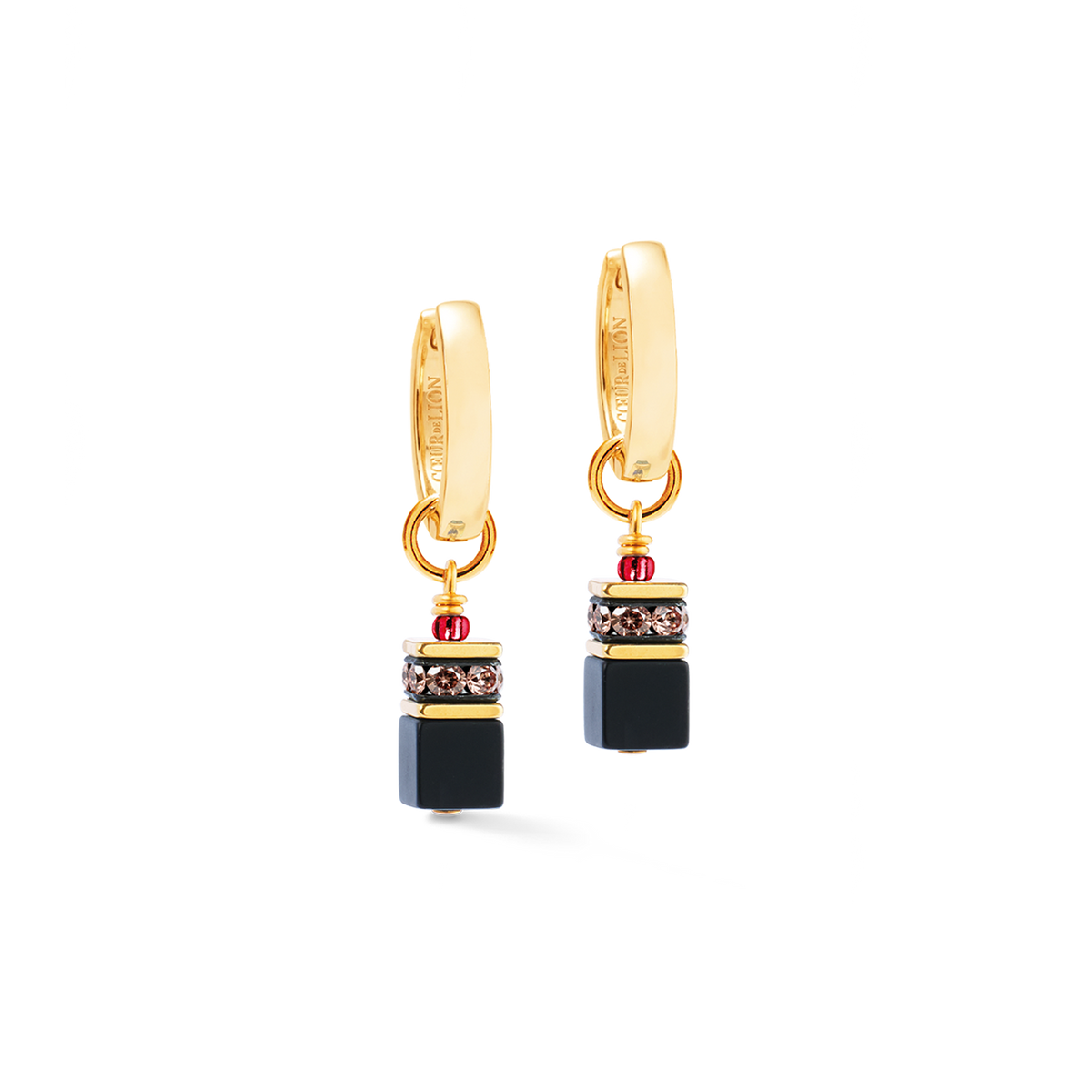 GeoCUBE® Precious Classic Hoop Earrings Ruby Noir