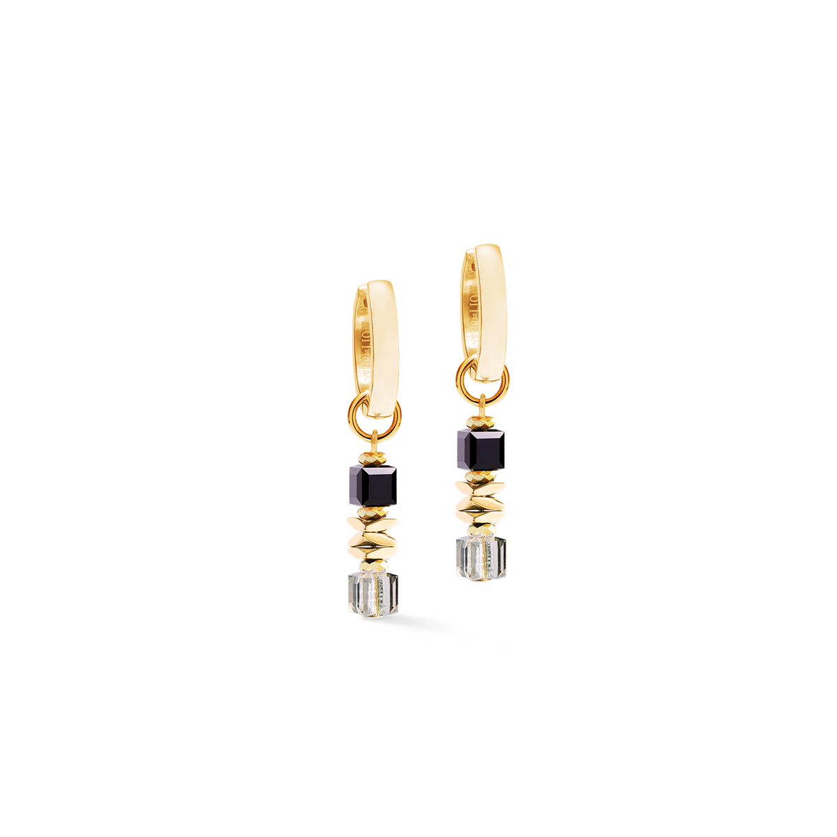 Hoop Earrings Wave Cube Flow gold-black